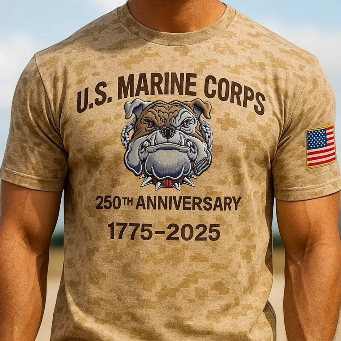 Devil Dog US Marine Corps 250th Anniversary Camo T-Shirt 1775 2025 USMC Merch Veteran Gifts - Lilybirchmarket