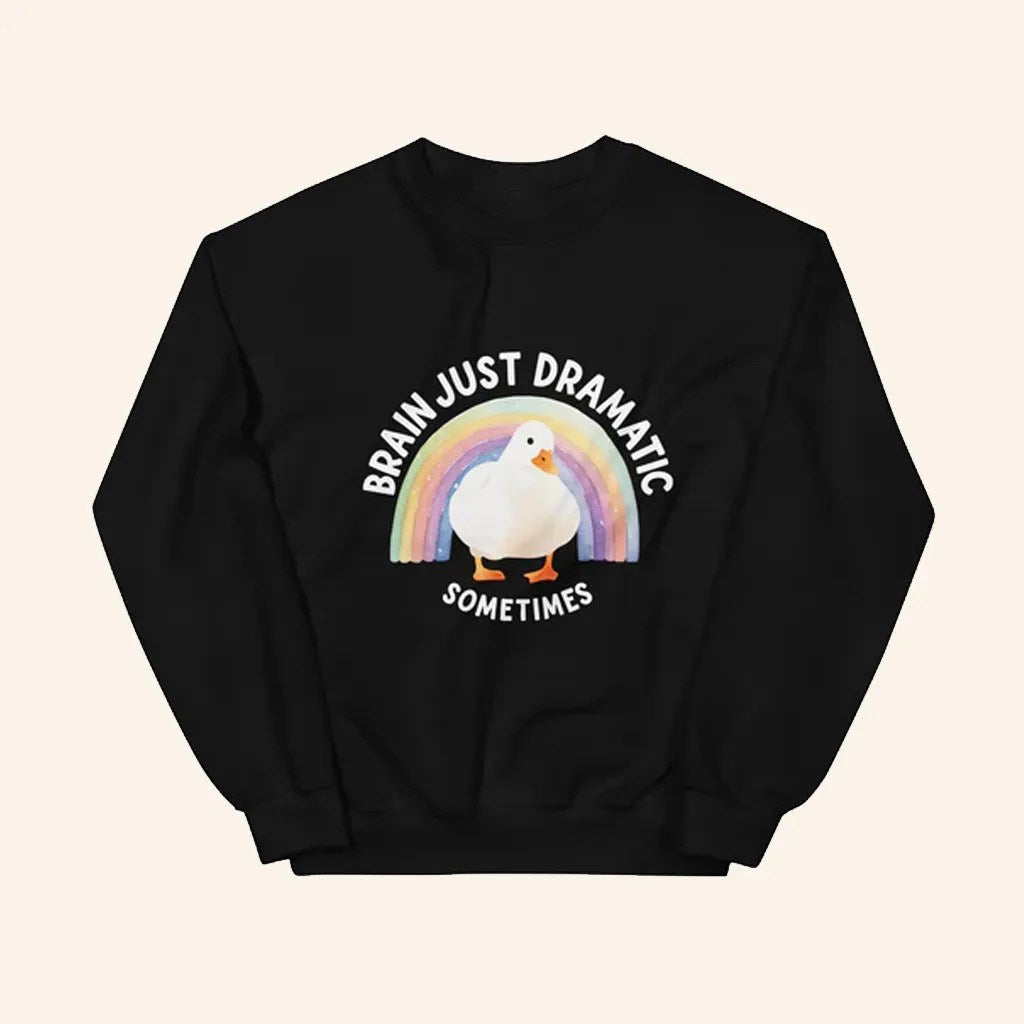 DiplomaDuck Merch Brain Just Dramatic Rainbow Duck Sweatshirt Best Christmas Gifts For Boyfriend - Lilybirchmarket