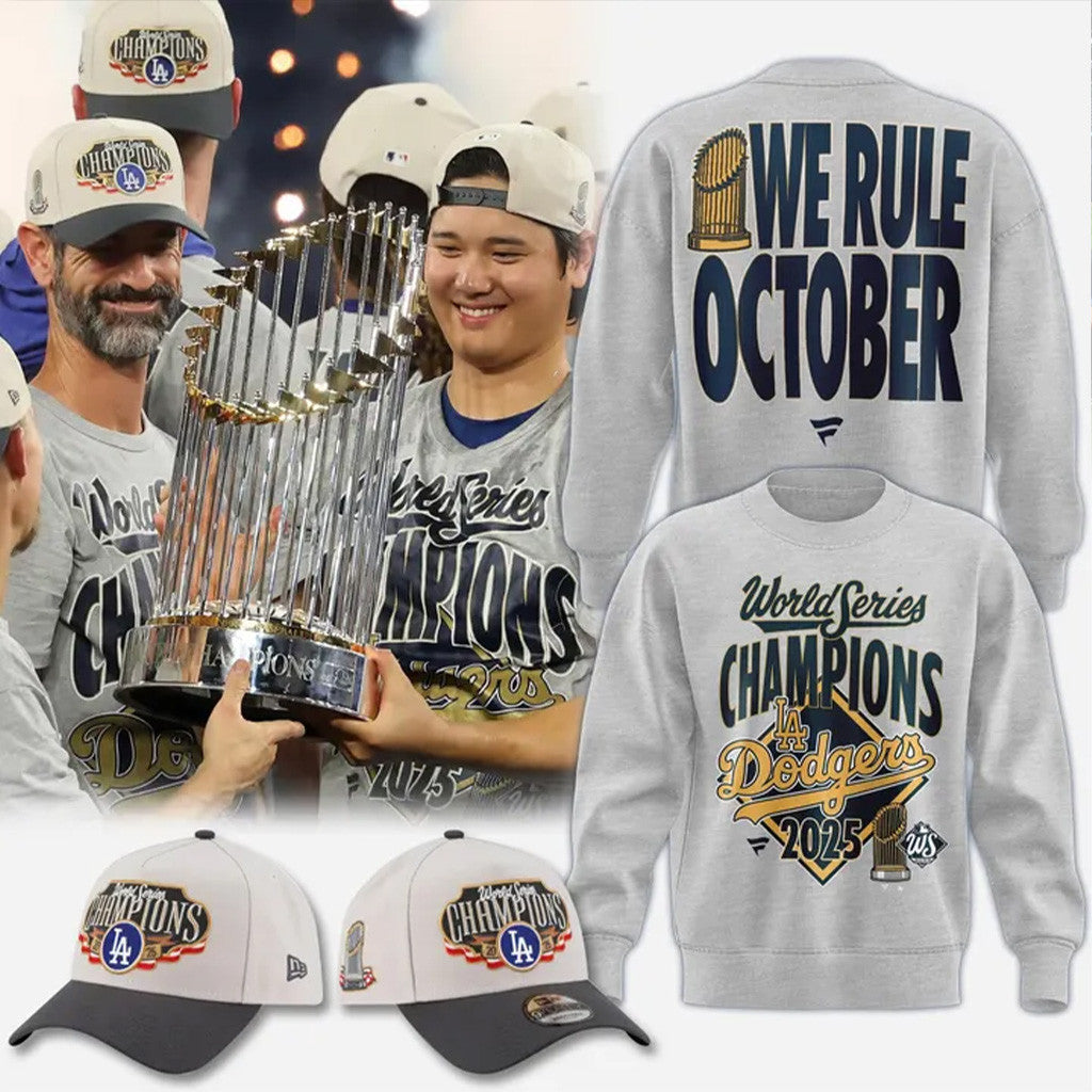 Dodgers We Rule October Shirt 2025 Los Angeles Dodgers Back To Back Champions Sweatshirt - Lilybirchmarket