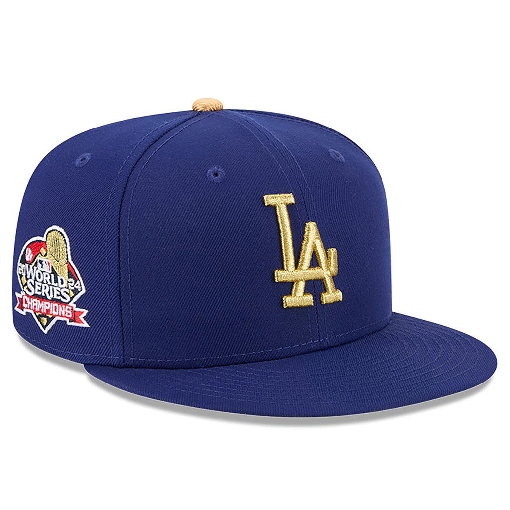 Dodgers World Series Merch 2025 Los Angeles Dodgers New Era Royal 2025 Gold Embroidered Snapback Hat - Lilybirchmarket