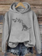 Dog Skeleton Boop Hoodie Cute Animal Hooded Sweatshirt Gifts For Dog Owners - Lilybirchmarket