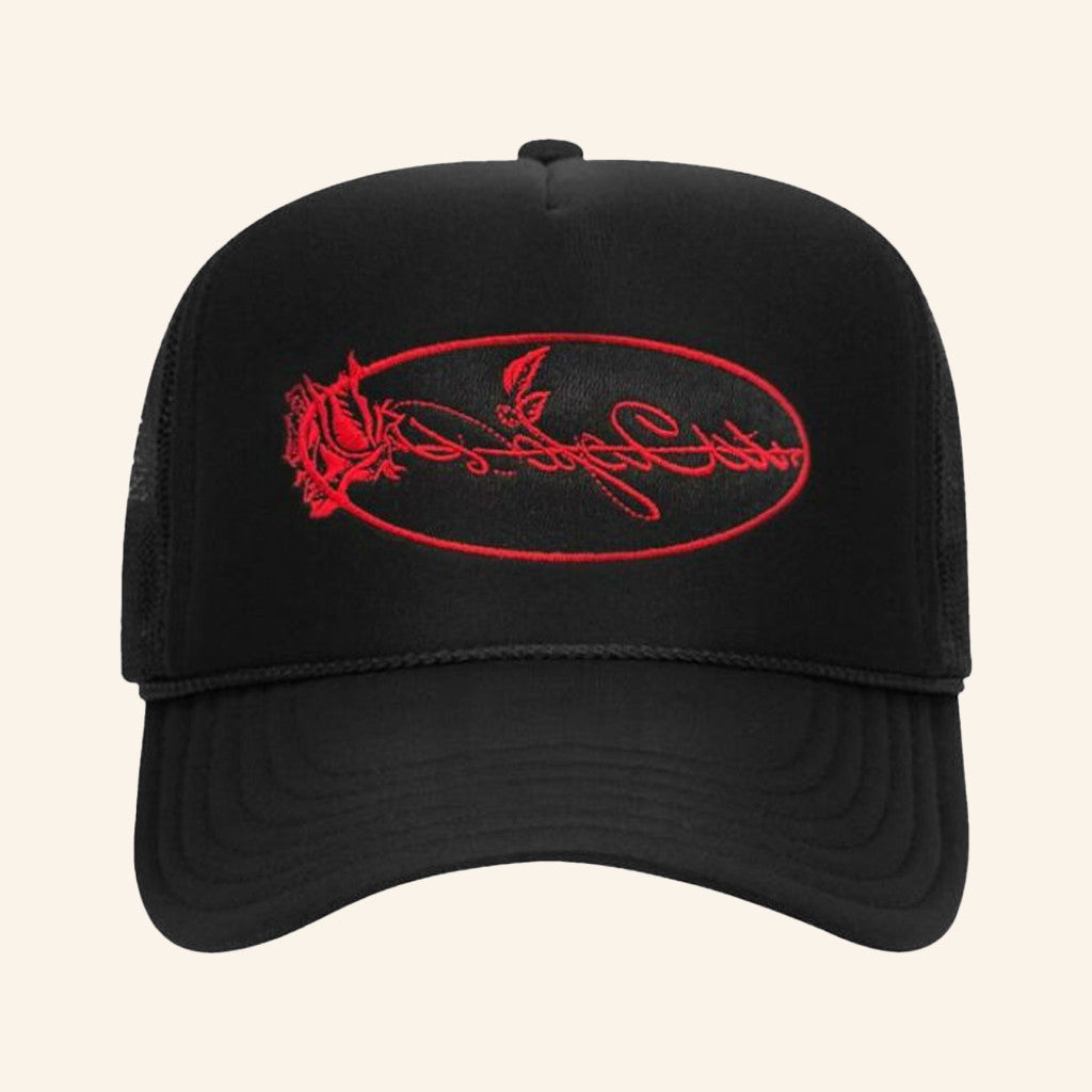 Doja Cat Merch Embroidered Rose Trucker Hat Presents For Music Lovers - Lilybirchmarket