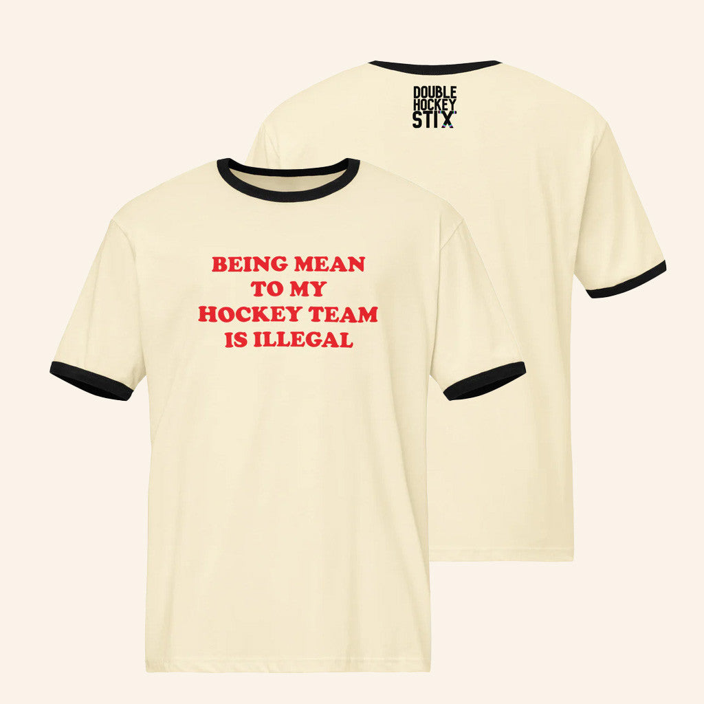 Double Hockey Stix Merch Being Mean To My Hockey Team Is Illegal T-Shirt Funny Saying Pun Shirt - Lily Birch Market