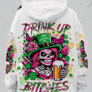 Drink Up B Skull Lady Patrick's Day Hoodie Best Mother's Day Hoodie Cool Skull Gifts - Lilybirchmarket