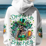 Drink Up B Skull Lady Patrick's Day Hoodie Best Mother's Day Hoodie Unique Skull Gifts For Him - Lilybirchmarket
