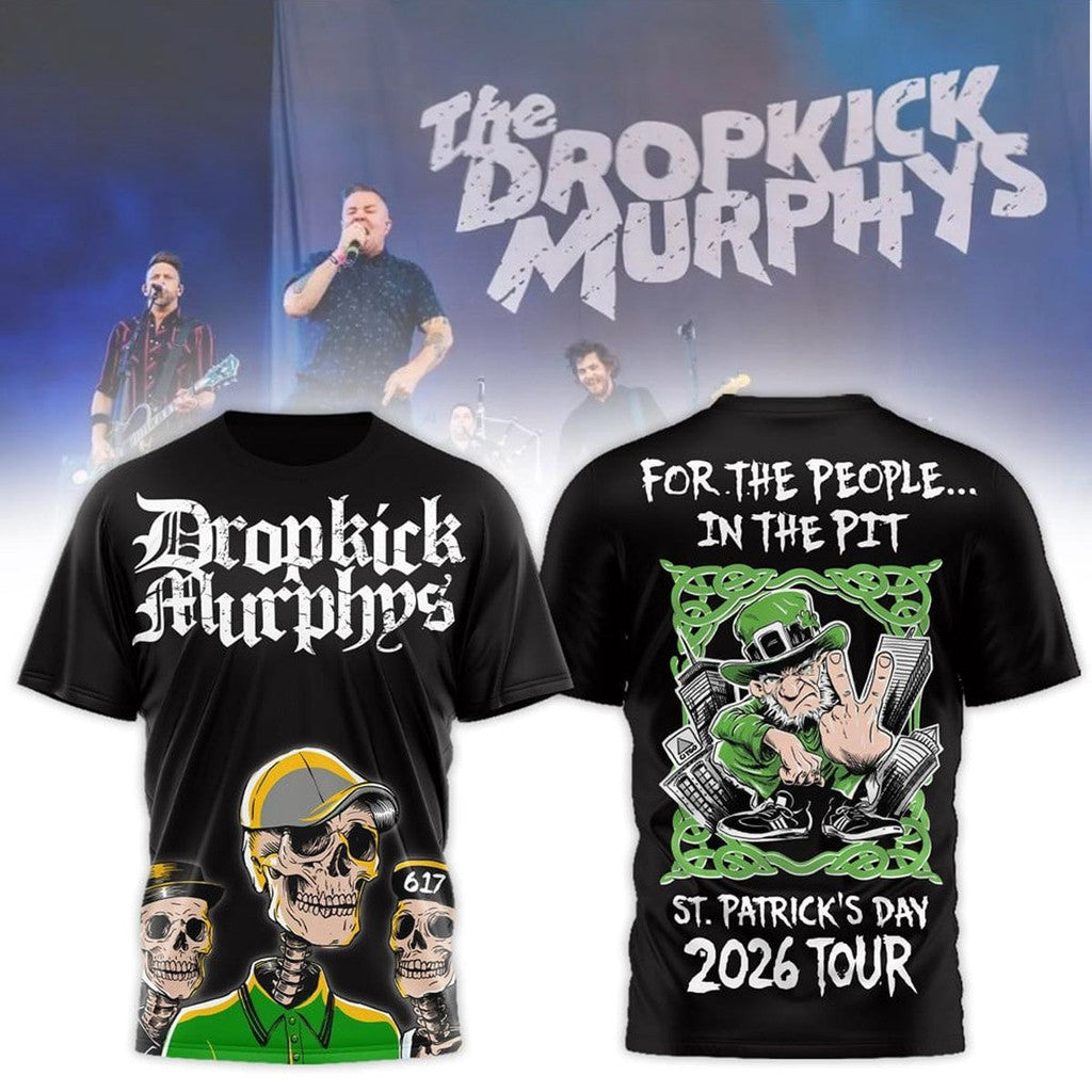  Dropkick Murphys St Patrick's Day 2026 Tour For The People In The Pit Shirt Dropkick Murphys Merch - TradiViet