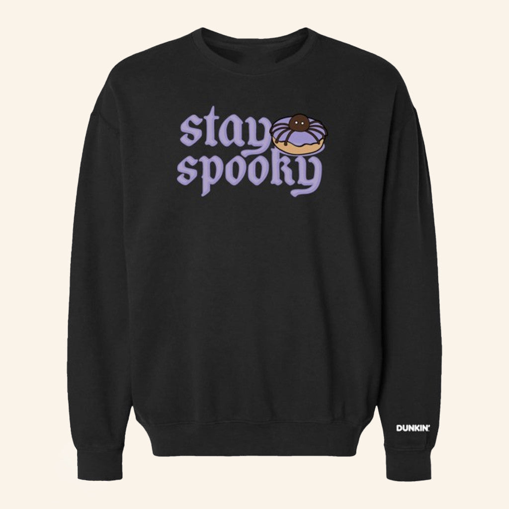 Dunkin Runs On You Merch Stay Spooky Black Crewneck Sweatshirt Gifts For Friends - Lilybirchmarket