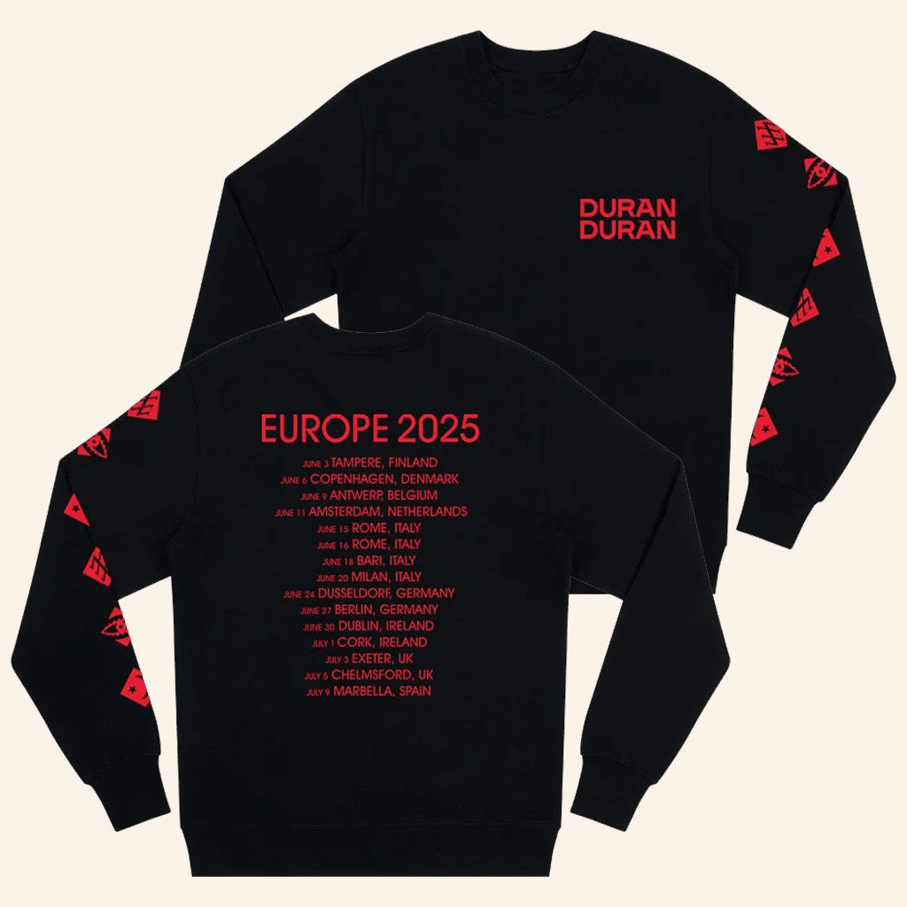 Duran Duran Merch Europe 2025 Tour Sweatshirt Black Cool Gifts For Music Lovers - Lilybirchmarket