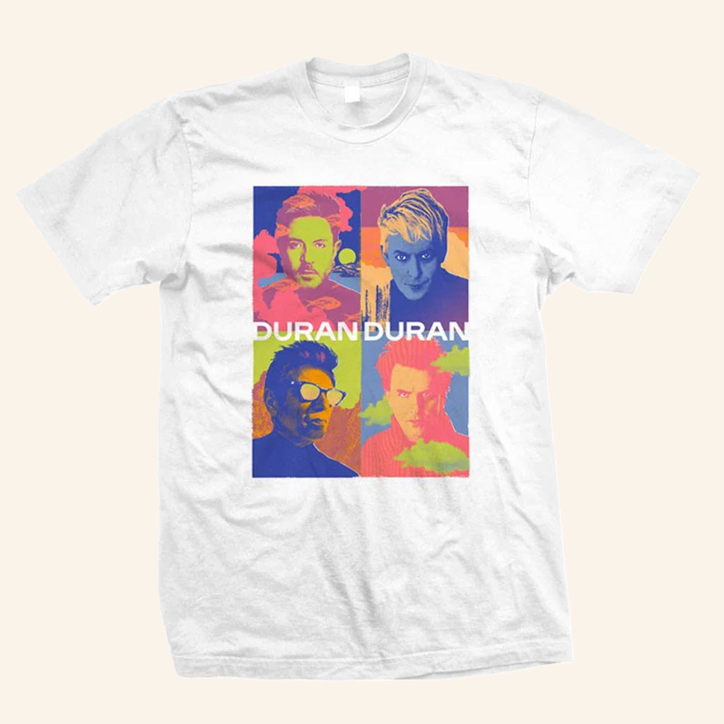 Duran Duran Merch Multicolour Bandshot White T-Shirt Best Gifts For Band Lovers - Lily Birch Market