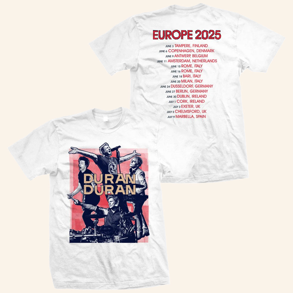 Duran Duran Merch White Euro 25 Collage T-Shirt Unique Gifts For Music Lovers - Lily Birch Market