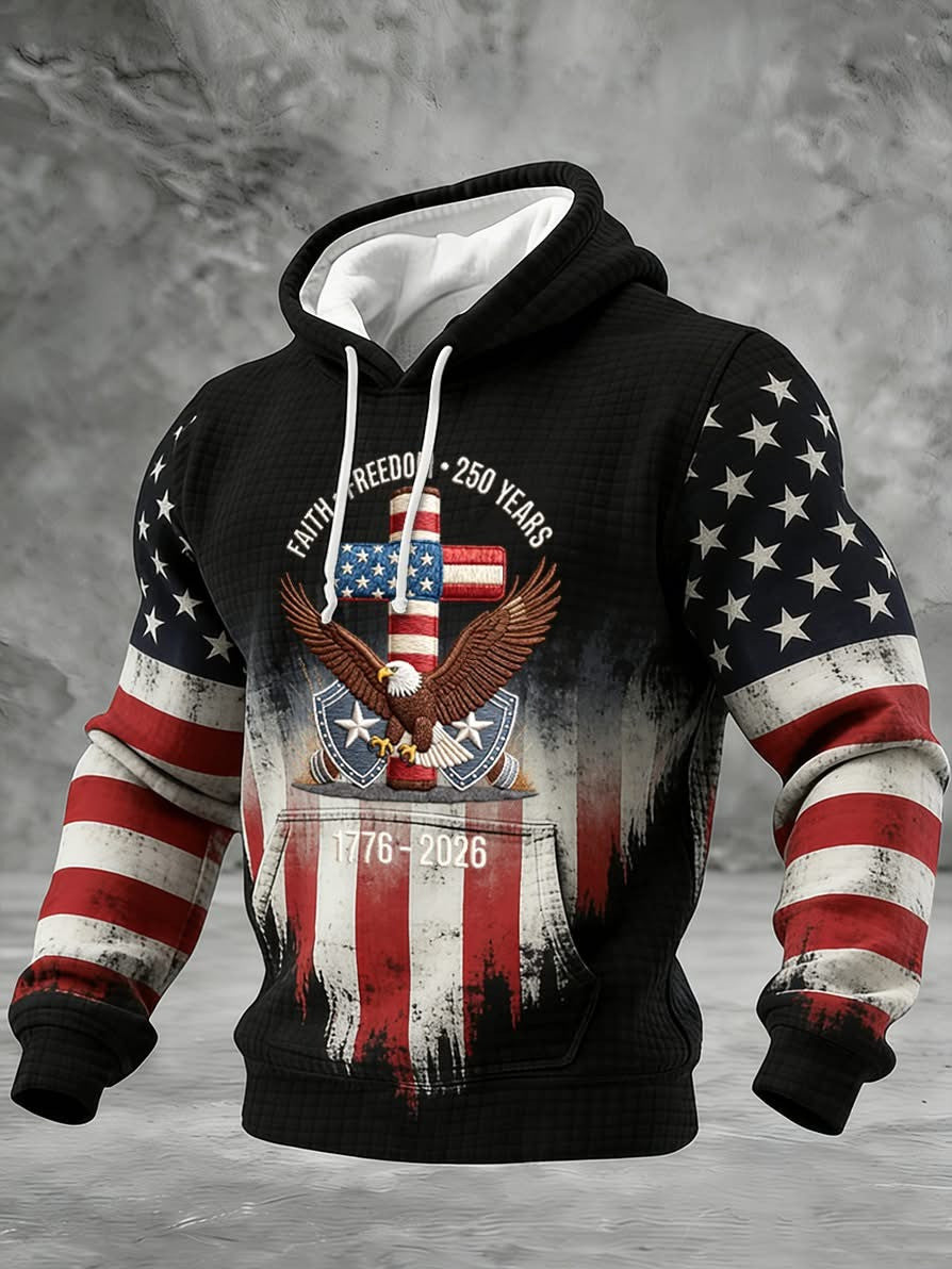 Eagle 250 Years Faith Freedom Hoodie Men's Patriotic 250Th Anniversary 4Th Of July Clothes - Lilybirchmarket