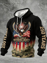 Eagle America 250 Years Of Defending Liberty Hoodie Patriotic Apparel Independence Day Gifts - Lilybirchmarket