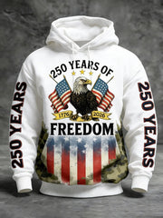 Eagle America 250 Years Of Freedom Hoodie Men's USA Flag Patriotic Merch Fourth Of July Gifts - Lilybirchmarket