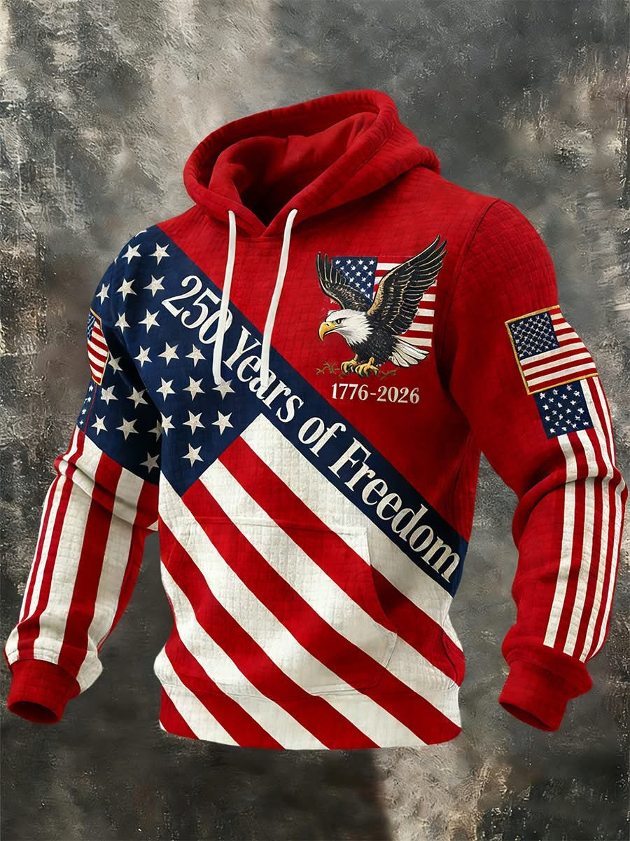 Eagle America 250 Years Of Freedom Hoodie USA Flag Men's Patriotic Clothing Gifts For Dad - Lilybirchmarket
