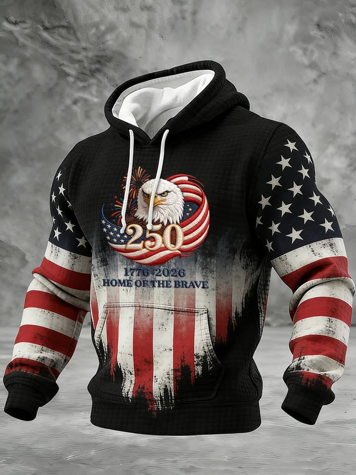Eagle America 250th Anniversary Hoodie 1776 2026 Home Of The Brave Hoodie Patriotic GIfts - Lilybirchmarket