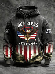 Eagle God Bless America Hoodie USA 250th Anniversary 1776 2026 Merch 4th Of July Gifts - Lilybirchmarket