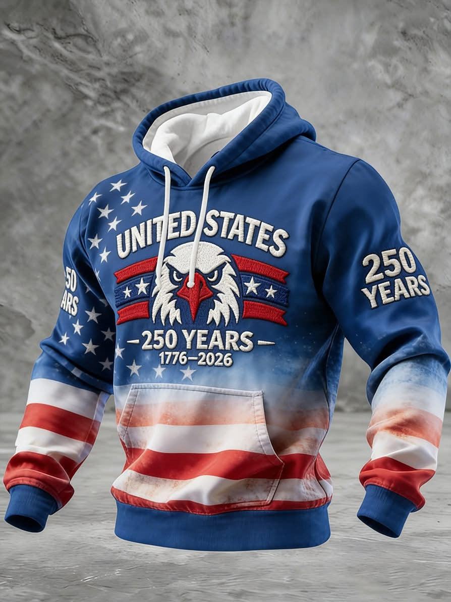 Eagle United States 250 Years Anniversary Hoodie 1776 2026 USA Flag Patriotic Apparel Gifts - Lilybirchmarket