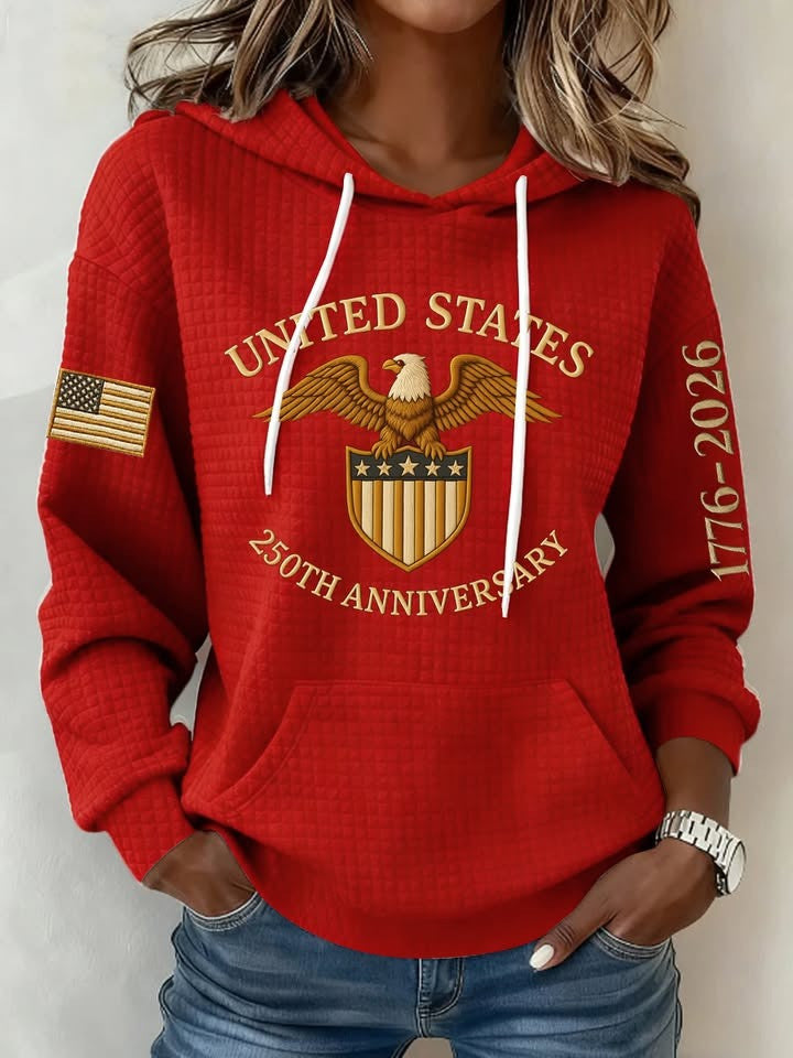 Eagle United States 250th Anniversary Hoodie 1776 2026 Women's Patriotic Apparel Gifts Ideas - Lilybirchmarket
