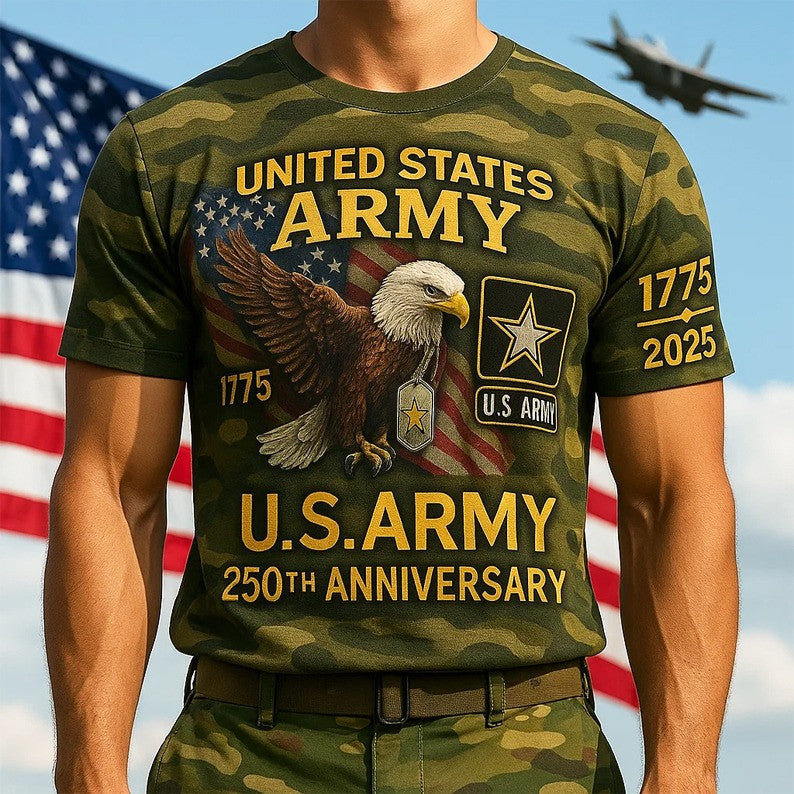 Eagle U.S Army 250th Anniversary T-shirt Clothes Present Ideas For Father In Law - Lilybirchmarket