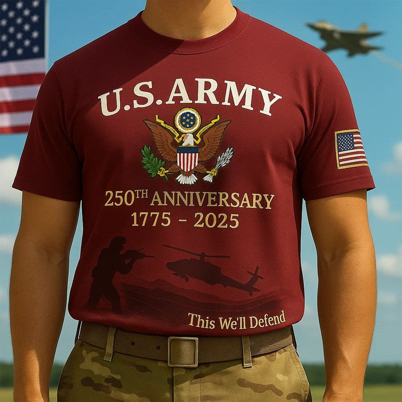 Eagle U.S Army 250th Anniversary T-shirt This We'll Defend 1775 2025 Dad Clothes Items Ideas - Lilybirchmarket