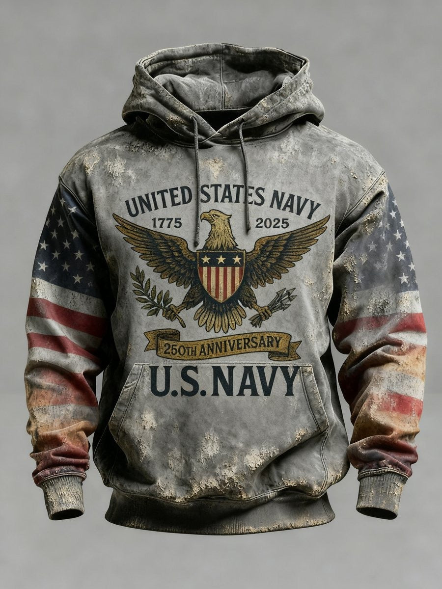 Eagle US Navy 250th Anniversary Vintage Hoodie Patriotic Gifts For Navy Veterans - Lilybirchmarket