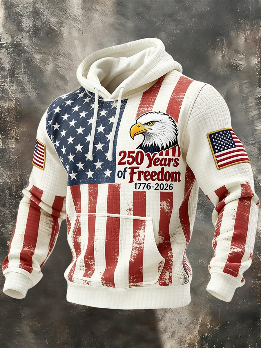 Eagle USA 250 Years Of Freedom Hoodie American Flag Patriotic Men's Apparel Fourth Of July Gifts - Lilybirchmarket