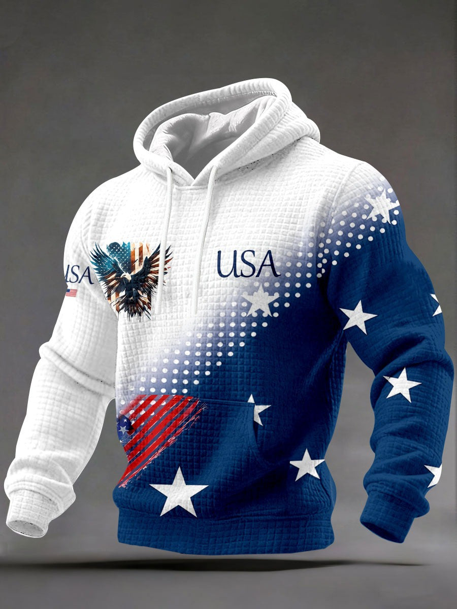 Eagle USA Flag Hoodie Men's Patriotic Hooded Sweatshirt Best 4th Of July Gifts For Him - Lilybirchmarket