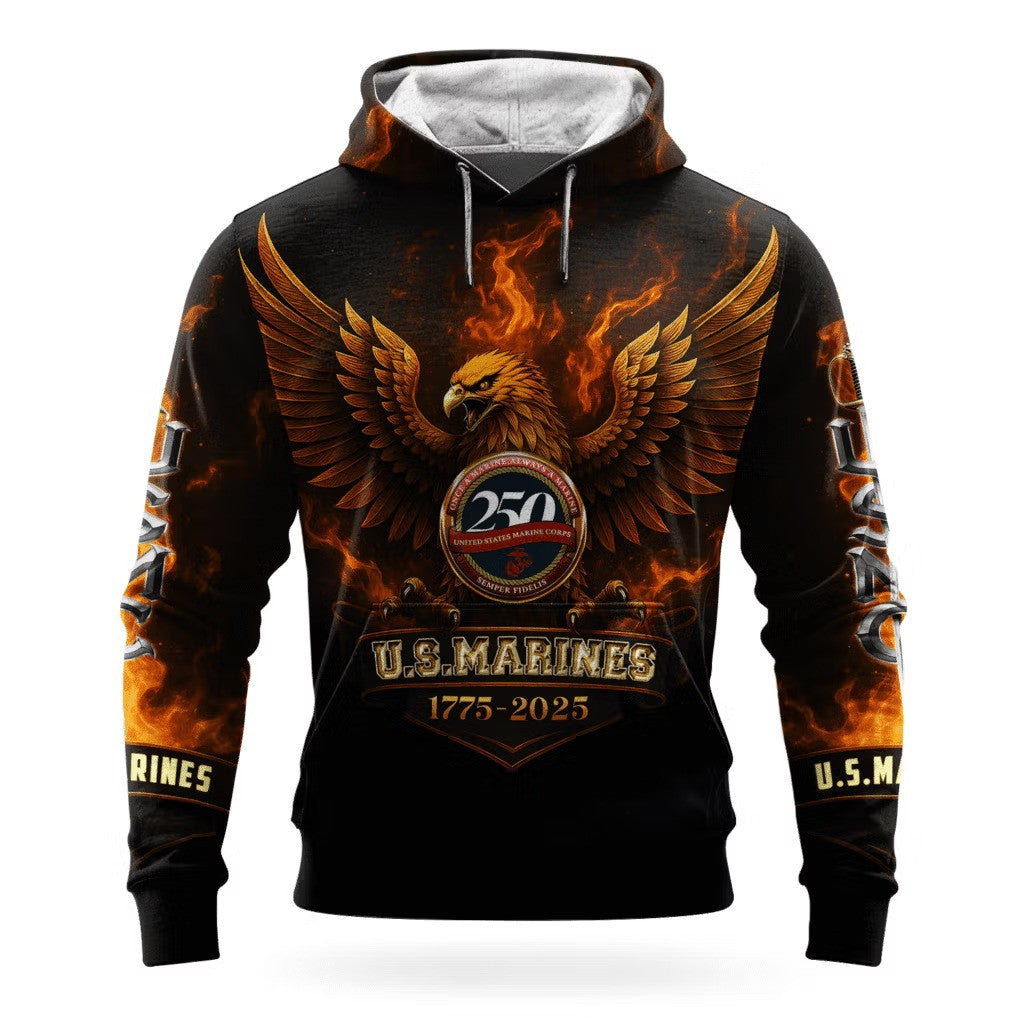Eagle USMC 250Th Anniversary Camo Hoodie 1775 2025 Merch Marine Corps Veteran Clothing - Lilybirchmarket