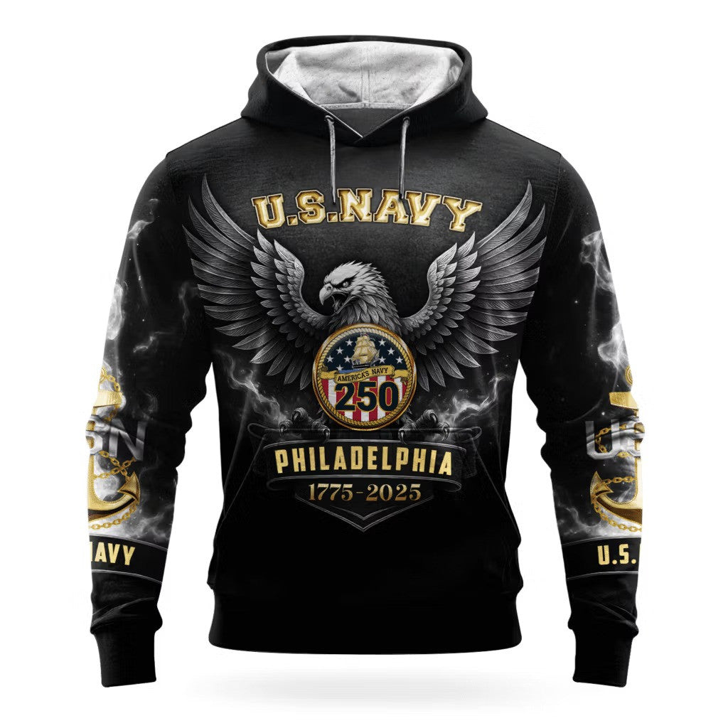 Eagle USN Navy 250Th Anniversary Hoodie USN Merch United States Navy Veteran Gift Ideas - Lilybirchmarket