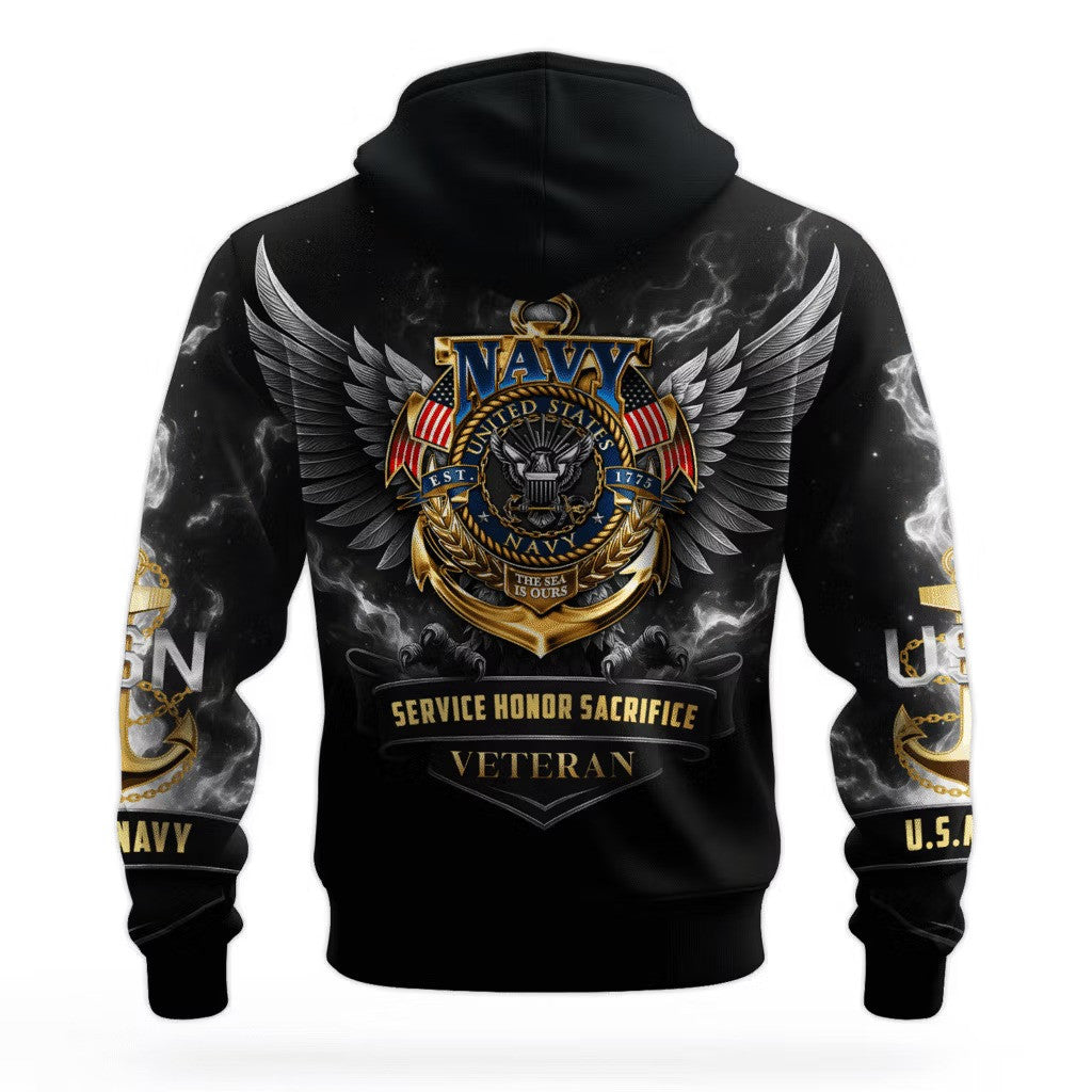 Eagle USN Navy 250Th Anniversary Hoodie USN Merch United States Navy Veteran Gift Ideas - Lilybirchmarket