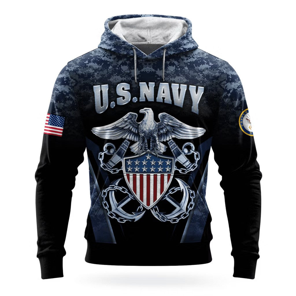 Eagle USN US Navy 250Th Anniversary Camo Hoodie 1775 2025 Gift Ideas For Navy Veterans - Lilybirchmarket