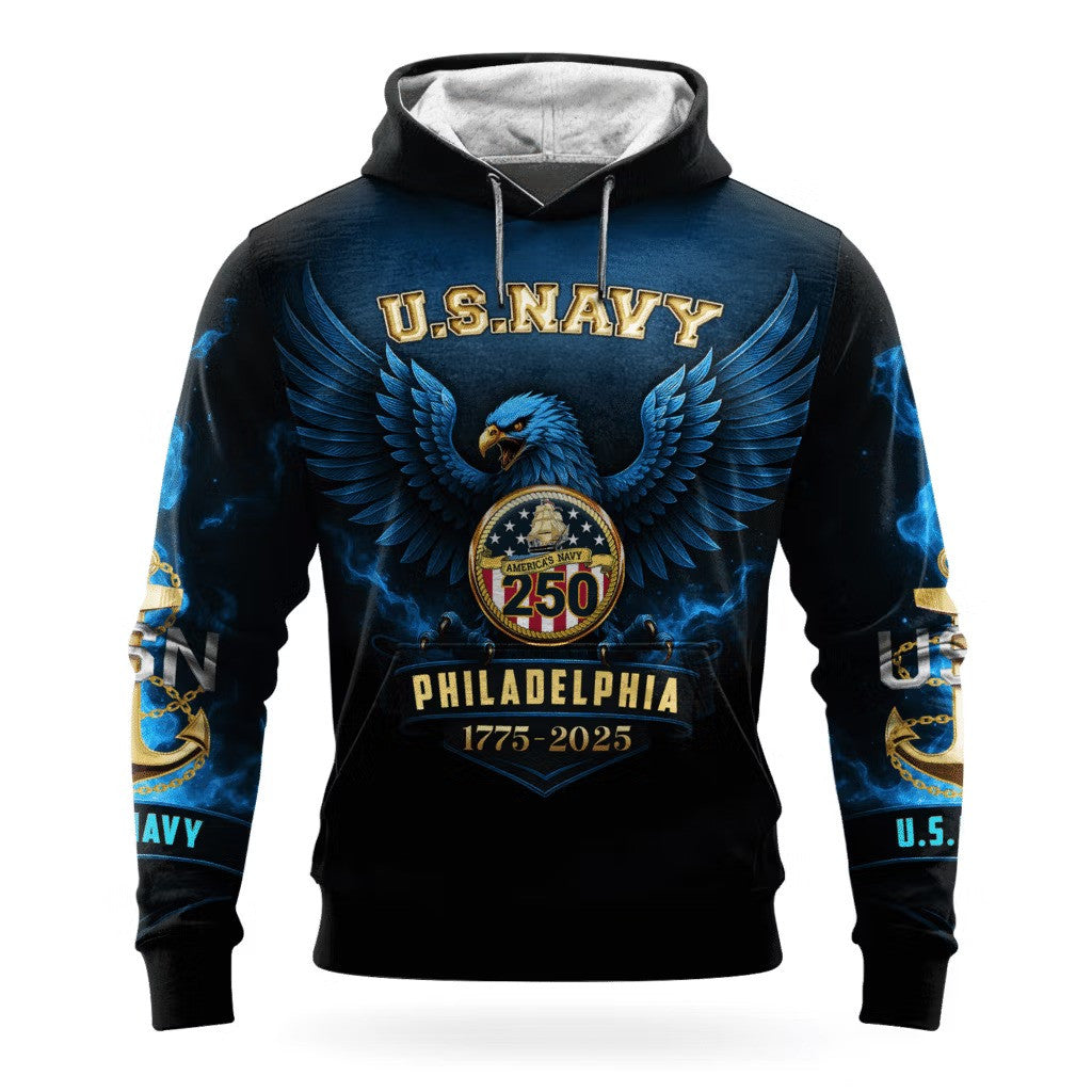 Eagle USN US Navy 250Th Anniversary Hoodie 1775 2025 Clothing Best Veterans Day Gifts - Lilybirchmarket