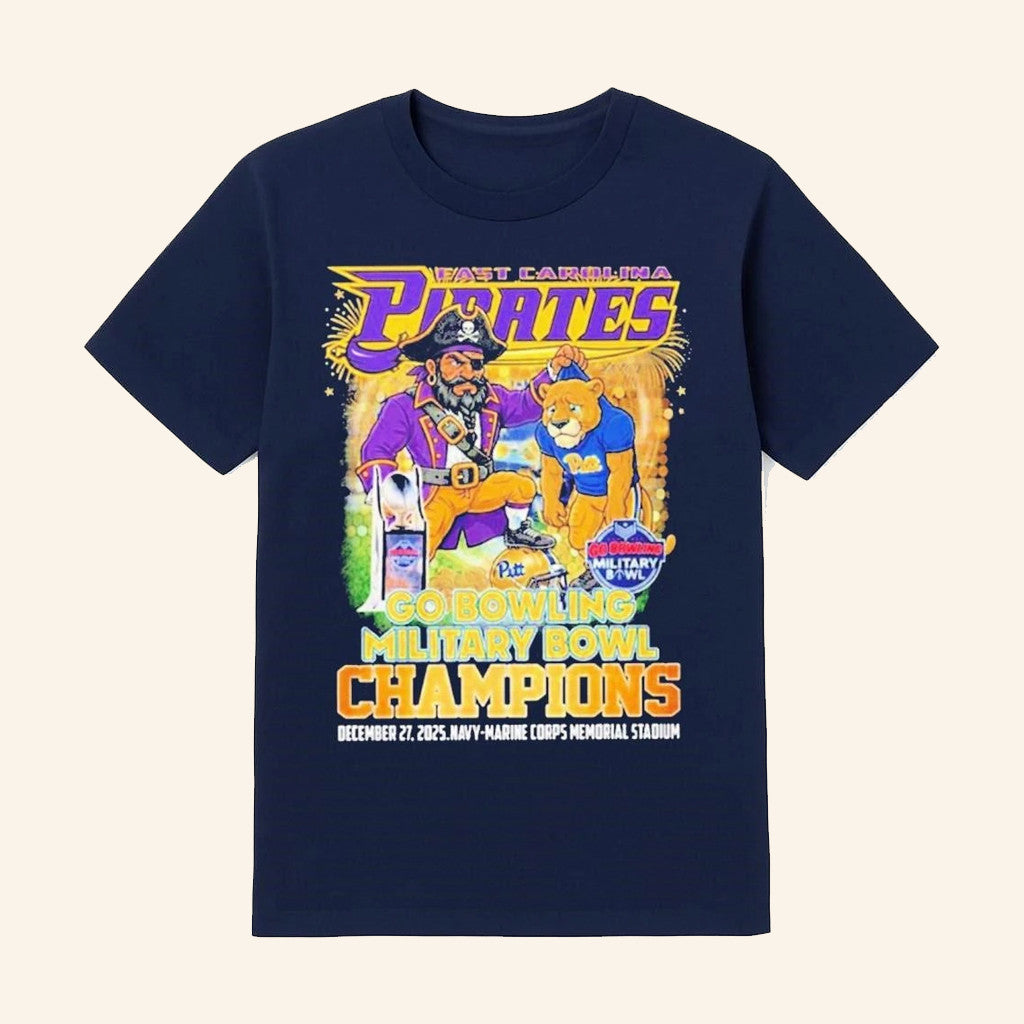 East Carolina Football Merch 2025 Go Bowling Military Bowl Champions Mascot T-Shirt Fan Gifts - Lily Birch Market