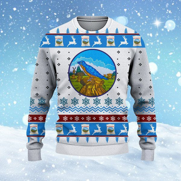 Eastern Bluebird Winter Ugly Christmas Sweater Xmas Sweatshirt Christmas Presents For Dad - Lily Birch Market