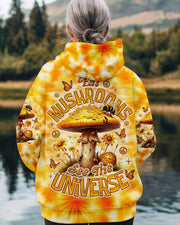 Eat Mushrooms See The Universe Tie Dye Hoodie Groovy Clothing Wife Christmas Gifts - Lilybirchmarket