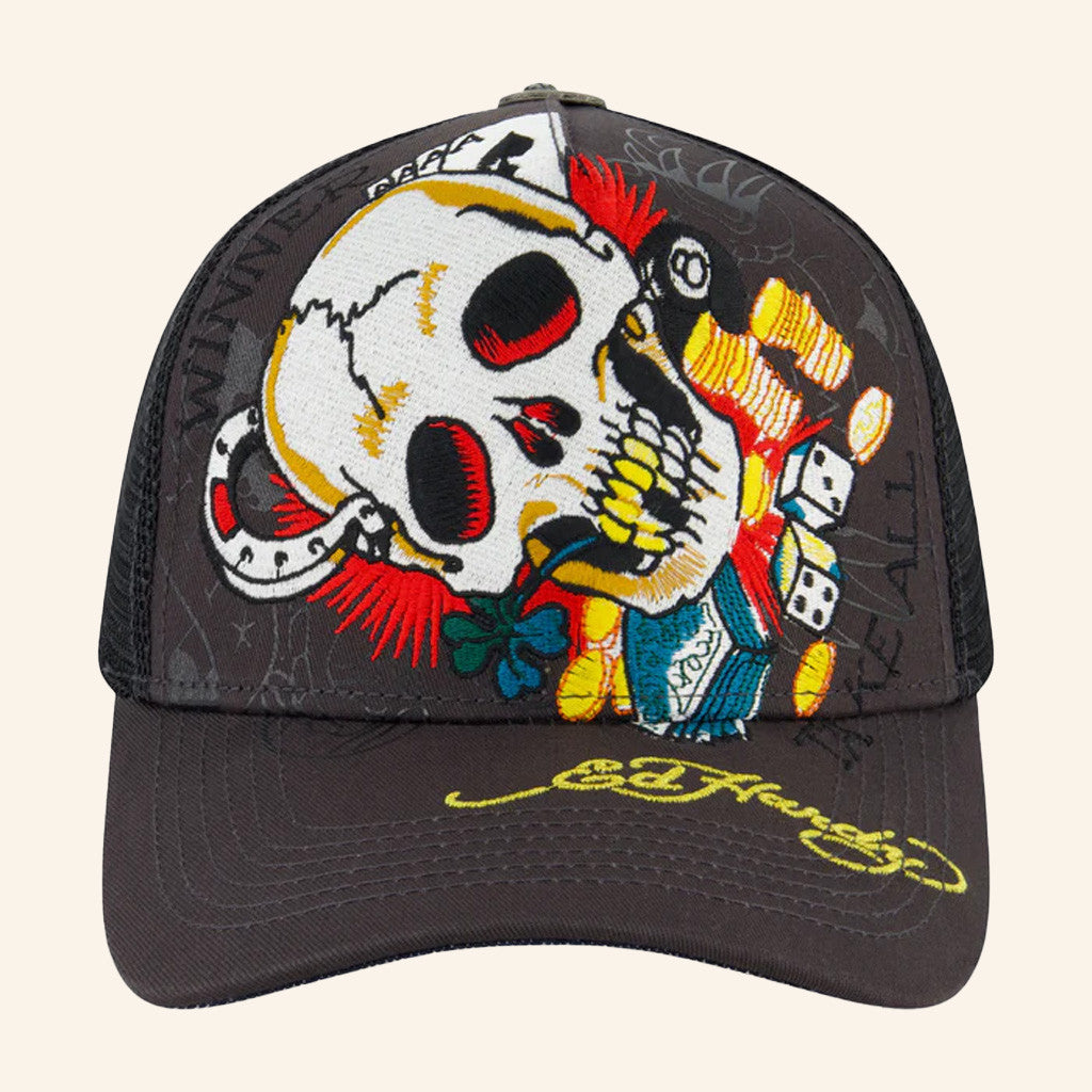 Ed Hardy Merch Ace Skull Trucker Hat Ed Hardy Hat Christmas Gifts For Him - Lilybirchmarket