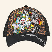 Ed Hardy Merch Battle Skull Leopard Trucker Hat Ed Hardy Hat Christmas Gifts For Son - Lilybirchmarket