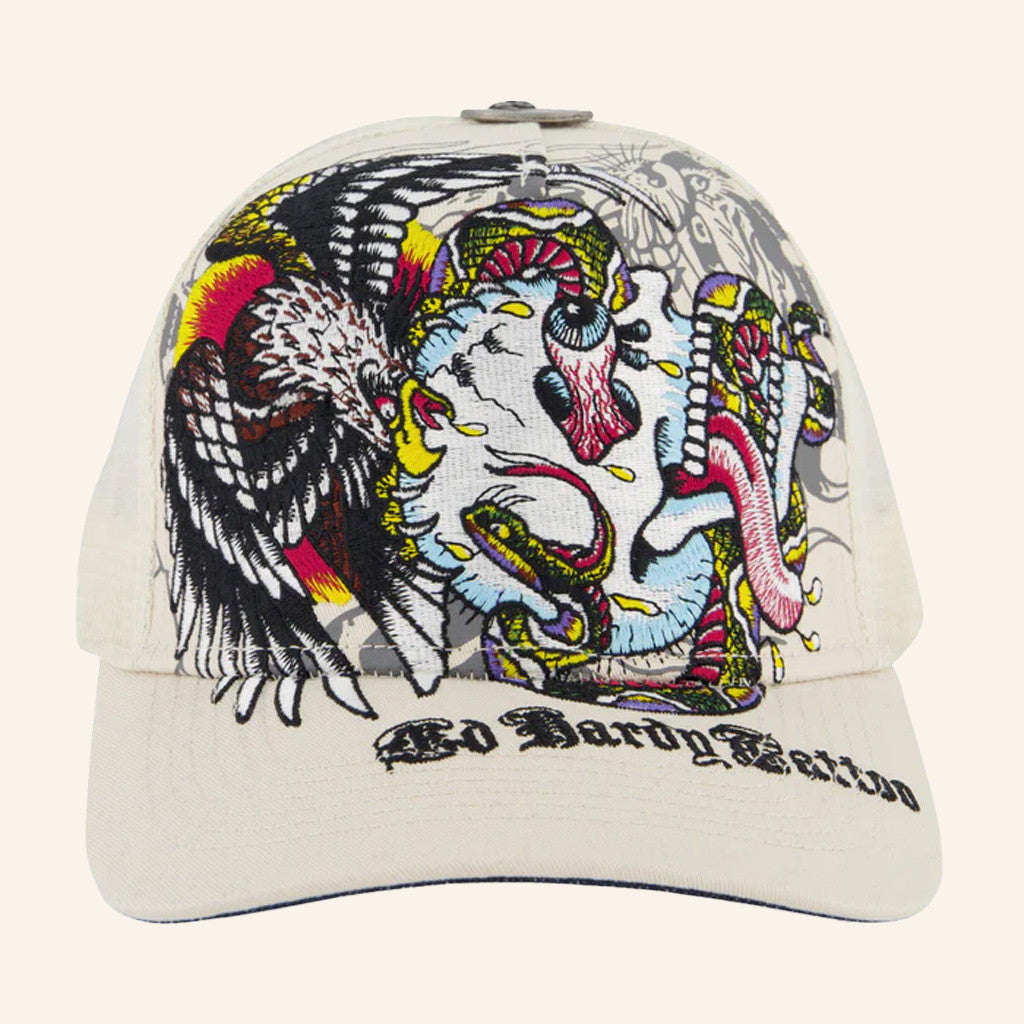 Ed Hardy Merch Battle Skull Trucker Hat Ed Hardy Hat Christmas Presents For Son - Lilybirchmarket
