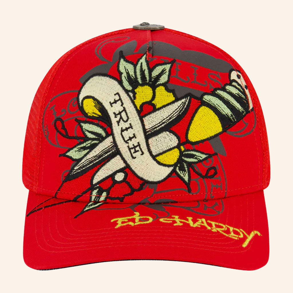 Ed Hardy Merch Black Rose Trucker Hat Ed Hardy Hat Christmas Gifts For Friend - Lilybirchmarket