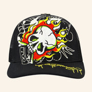 Ed Hardy Merch Fire Skull Trucker Hat Ed Hardy Hat Xmas Gifts For Brother - Lilybirchmarket