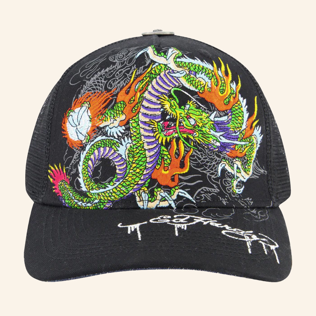 Ed Hardy Merch Japan Dragon Trucker Hat Ed Hardy Hat Xmas Gifts For Father - Lilybirchmarket