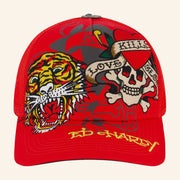 Ed Hardy Merch Kills Love Slowly Tiger Skull Trucker Hat Ed Hardy Hat Gift Ideas For Boyfriend - Lilybirchmarket