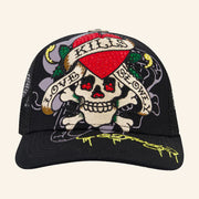 Ed Hardy Merch Skull Kills Love Slowly Trucker Hat Ed Hardy Hat Gifts For Father - Lilybirchmarket