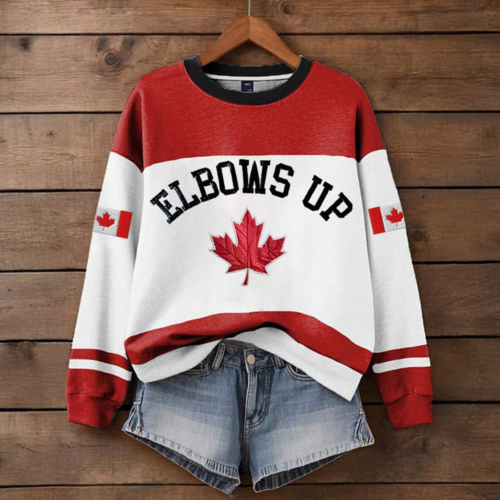 Elbows Up Canada Sweatshirt For Women's Anti Trump Political Apparel Gifts For Canadian - Lilybirchmarket