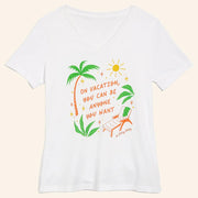 Emily Henry Merch On Vacation You Can Be Anyone V-Neck T-Shirt Gifts For Wife - Lily Birch Market