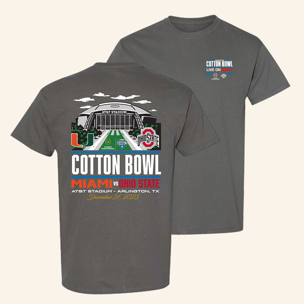 ESPN Merch CFP '25 Cotton Bowl Miami Vs Ohio State T-Shirt Football Fan Merch Gifts For Dad - Lily Birch Market