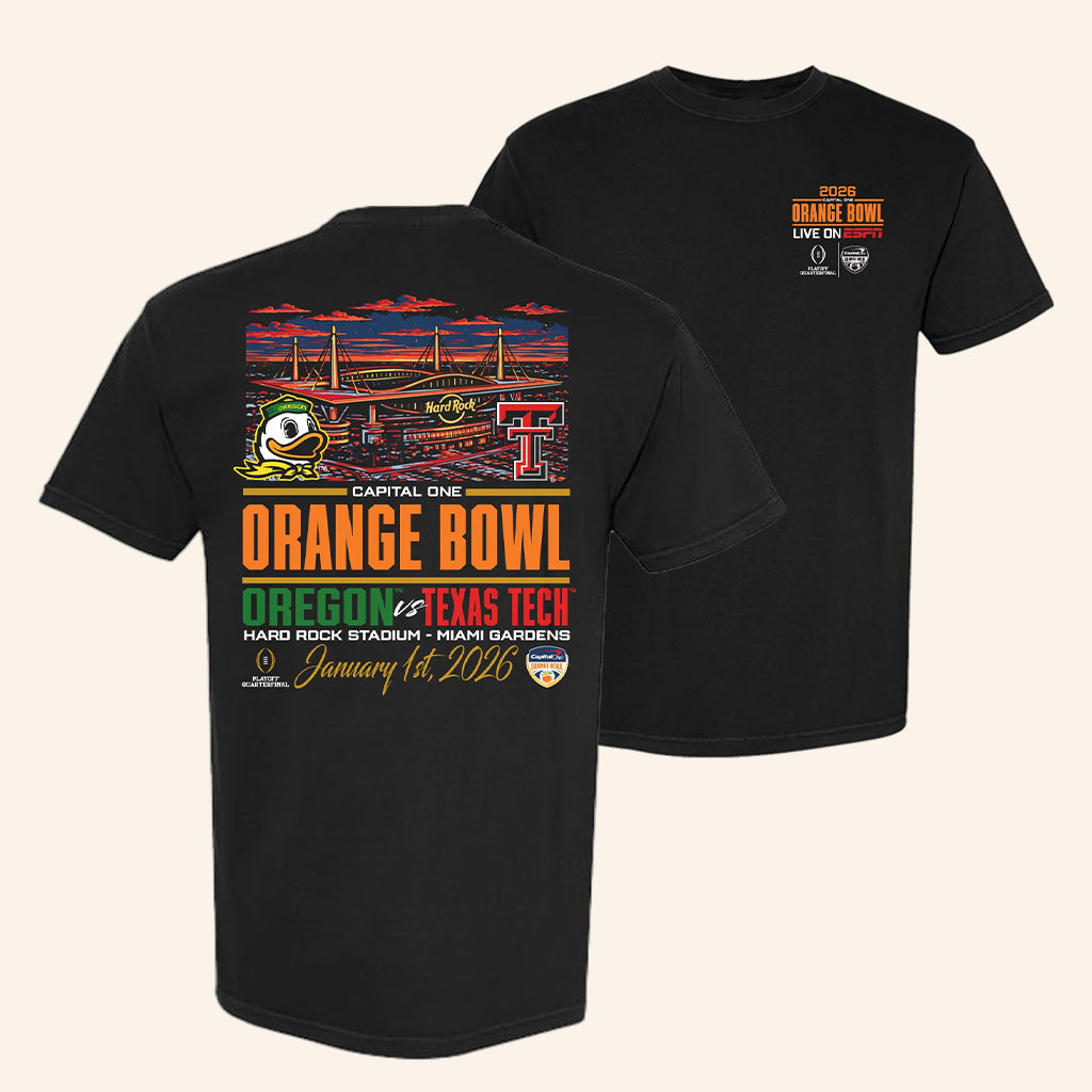 ESPN Merch CFP '26 Orange Bowl Oregon Vs Texas Tech T-Shirt Best Gifts For Football Lover - Lily Birch Market