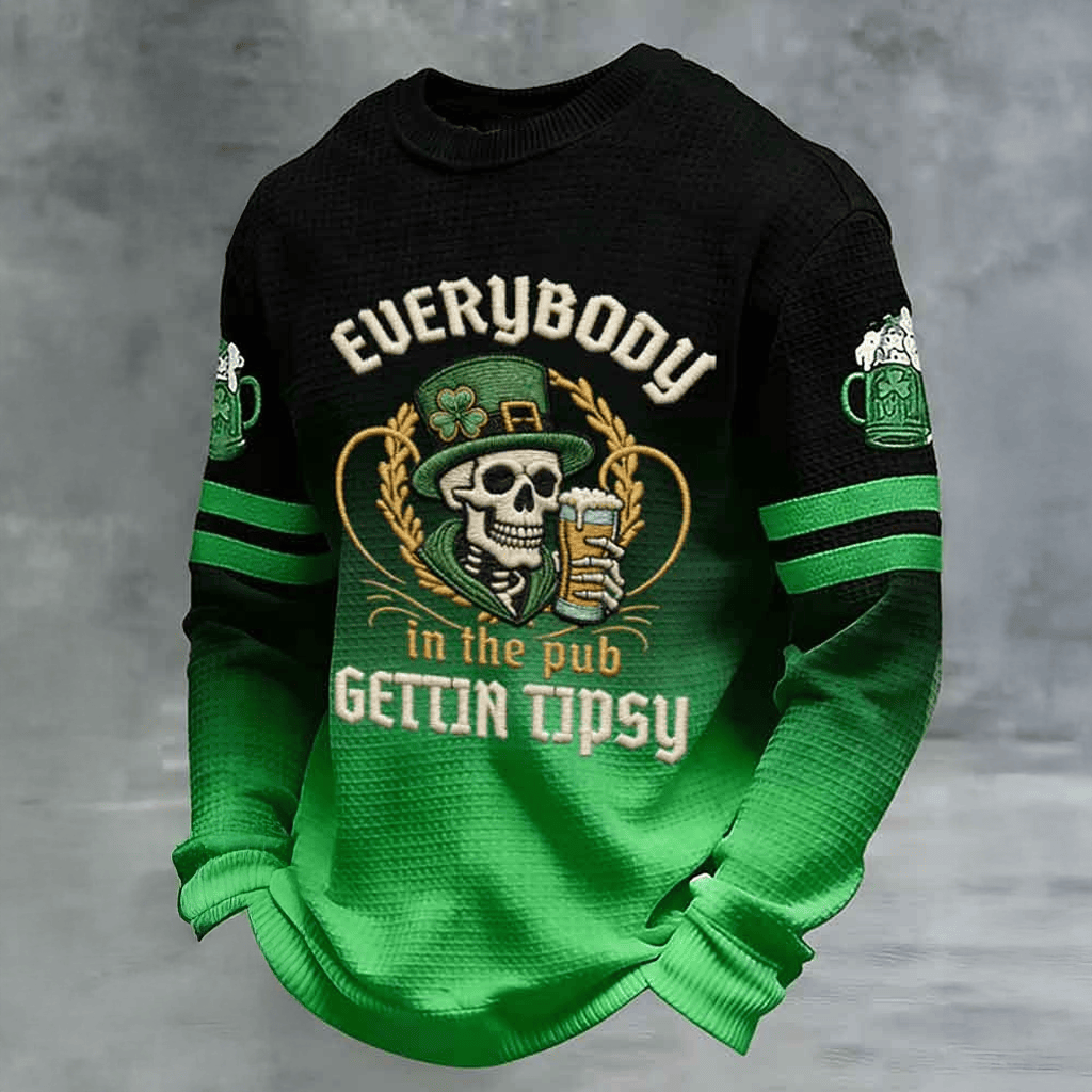  Everybody In The Pub Gets Tipsy Waffle Sweatshirt St Patrick's Day Clothes Gifts For Husband - TradiViet