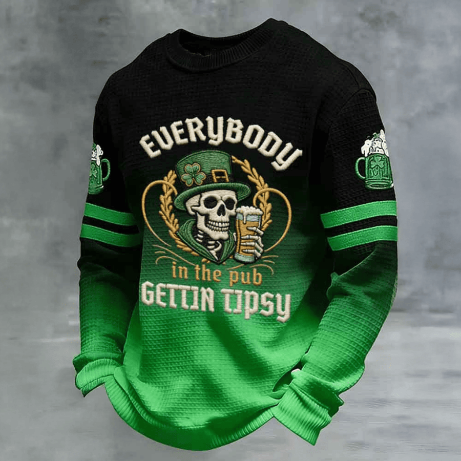 Everybody In The Pub Gets Tipsy Waffle Sweatshirt St Patrick's Day Clothes Gifts For Husband - Lily Birch Market