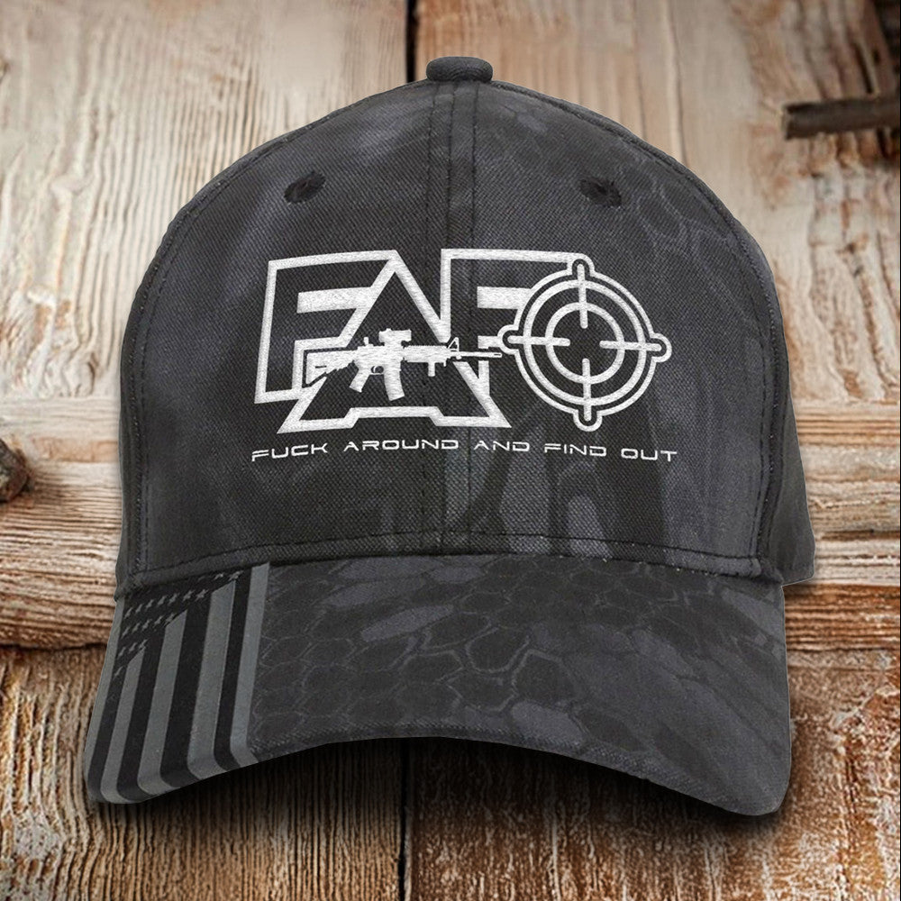FAFO Fck Around And Find Out Embroidered Hat FAFO Hat Gifts For Gun Lovers - Lilybirchmarket
